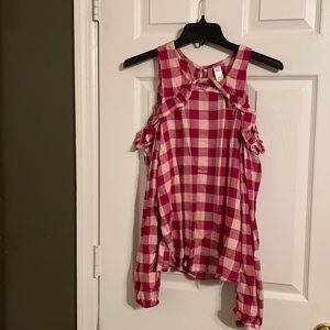 Cute Plaid Justice Top with shoulders out